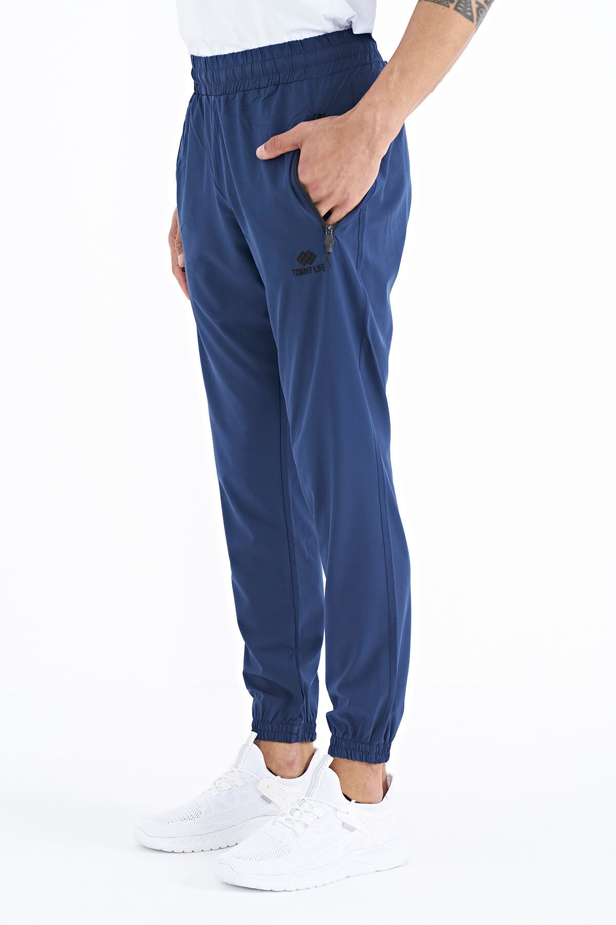 Indigo Men's Basic Pocketed Laced Comfort Fit Elastic Cuffed Tracksuit Bottom - 84826
