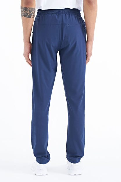 Indigo Men's Zippered Three-Pocket Standard Fit Classic Hem Tracksuit Bottom - 84768