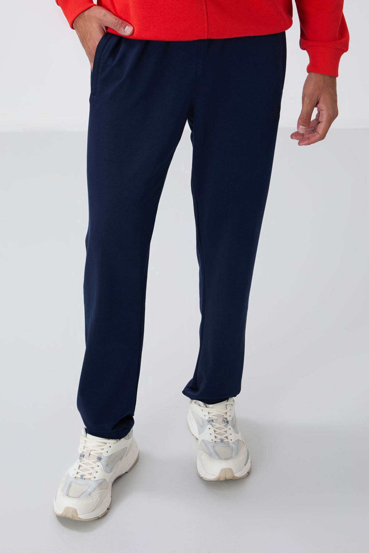 Indigo Zippered Pocket Straight Fit Classic Hem Men's Tracksuit Bottom - 84669