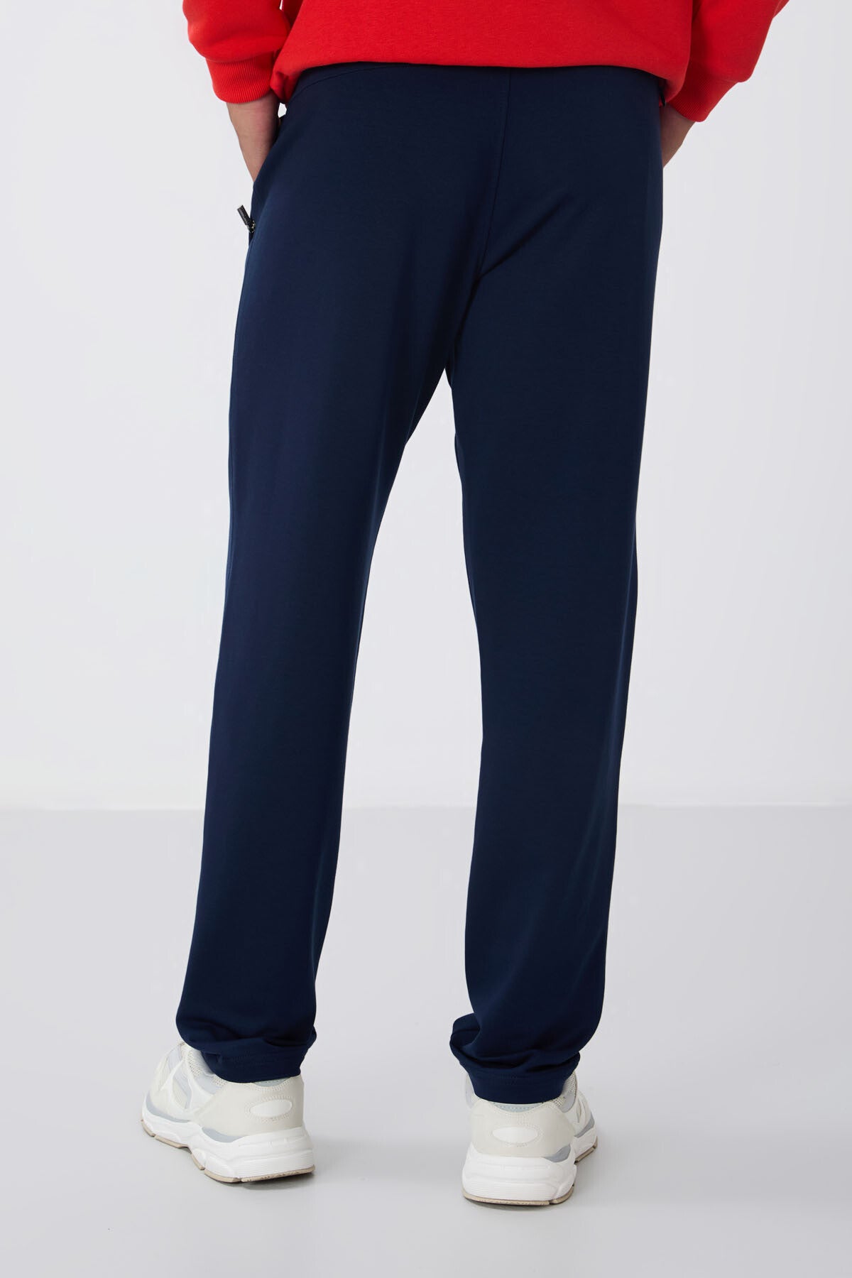 Indigo Zippered Pocket Straight Fit Classic Hem Men's Tracksuit Bottom - 84669