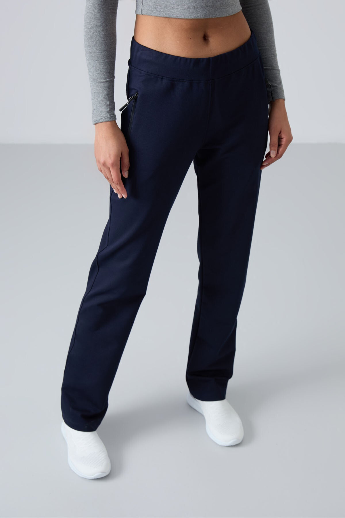 Indigo Zippered Pocket Comfort Fit Classic Hem Women's Tracksuit Bottom - 94195