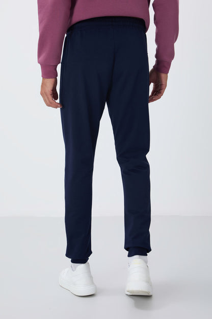Indigo Zippered Pocket Standard Fit Jogger Men's Tracksuit Bottom - 84651
