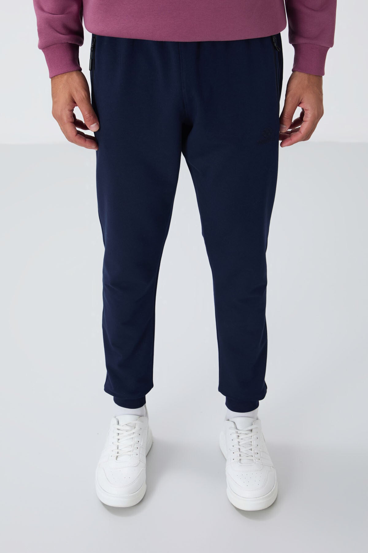 Indigo Zippered Pocket Standard Fit Jogger Men's Tracksuit Bottom - 84651