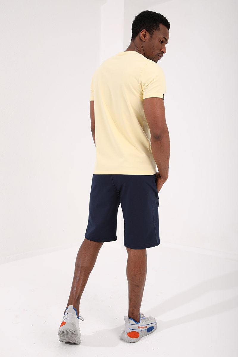 Indigo Zippered Pocket Detailed Standard Fit Men's Shorts - 81141
