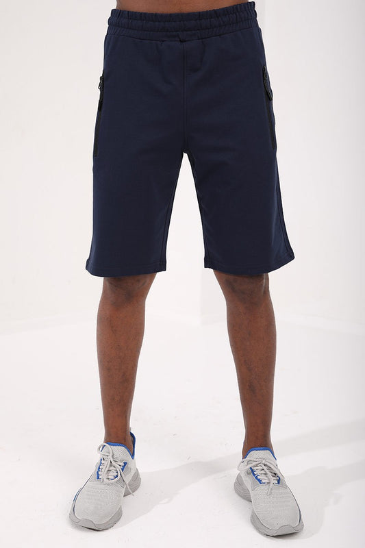 Indigo Zippered Pocket Detailed Standard Fit Men's Shorts - 81141