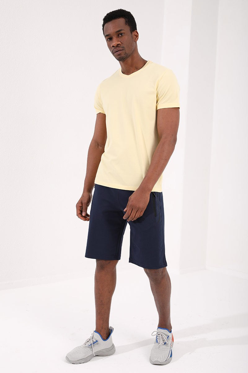 Indigo Zippered Pocket Detailed Standard Fit Men's Shorts - 81141