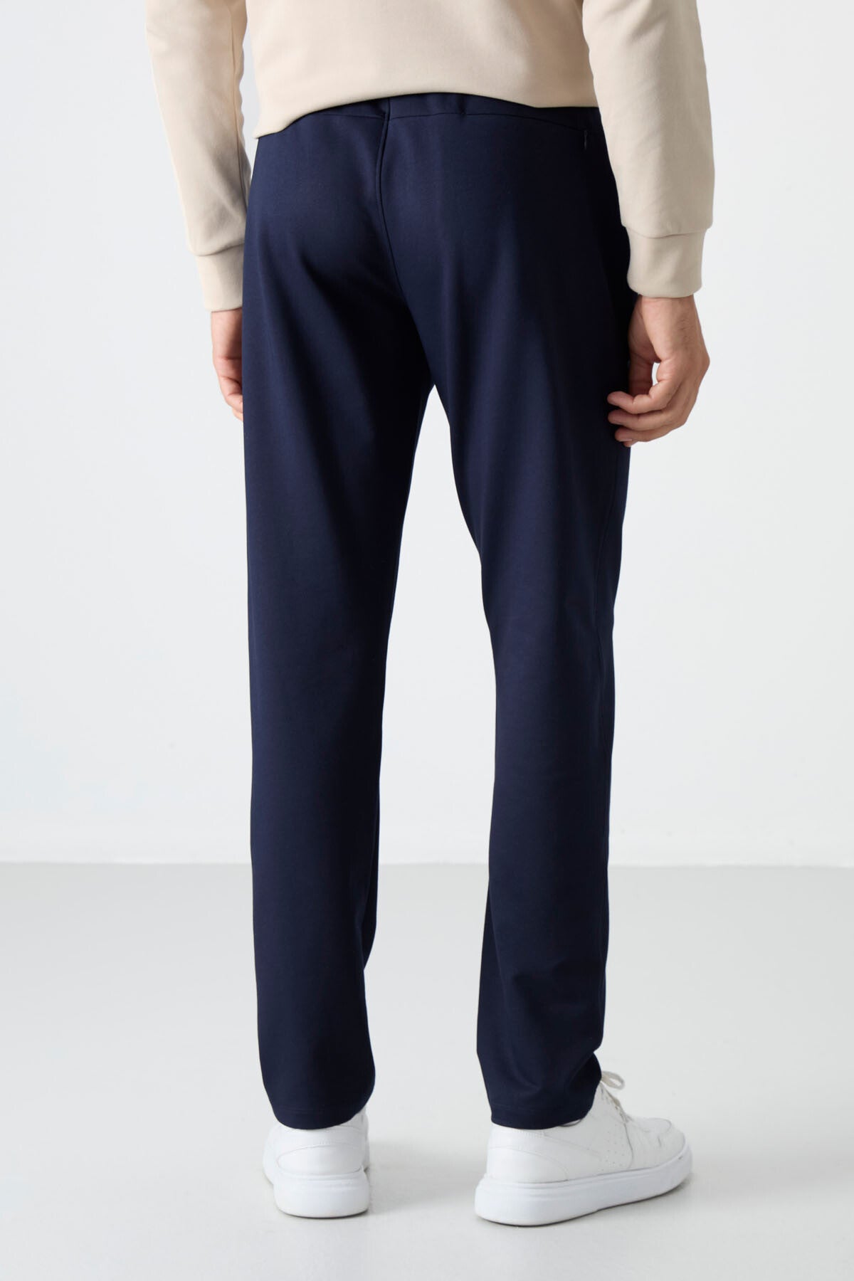 Indigo Zippered Three-Pocket Slim Fit Classic Cuffed Men's Tracksuit Bottom - 84671