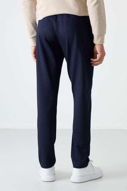Indigo Zippered Three-Pocket Slim Fit Classic Cuffed Men's Tracksuit Bottom - 84671