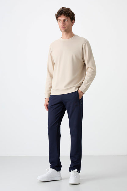 Indigo Zippered Three-Pocket Slim Fit Classic Cuffed Men's Tracksuit Bottom - 84671