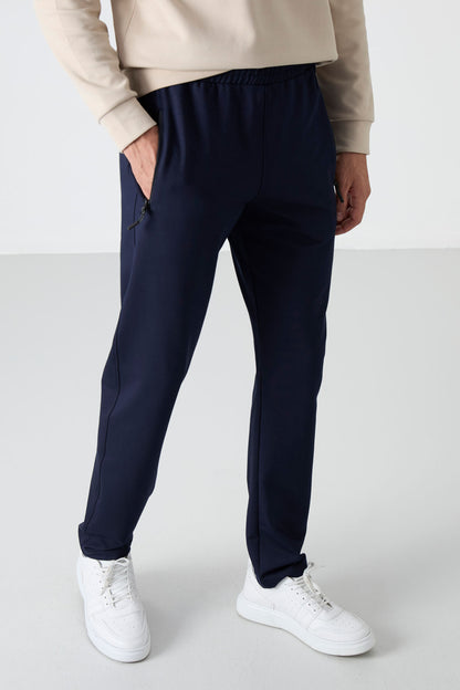 Indigo Zippered Three-Pocket Slim Fit Classic Cuffed Men's Tracksuit Bottom - 84671