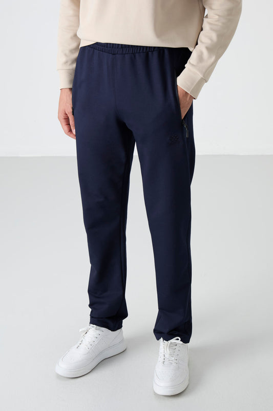 Indigo Zippered Three-Pocket Slim Fit Classic Cuffed Men's Tracksuit Bottom - 84671