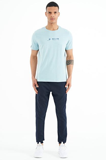 Indigo Hidden Knee Pocket Detailed Standard Fit Men's Jogger Tracksuit Bottom - 84958