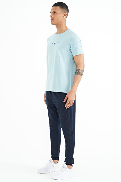 Indigo Hidden Knee Pocket Detailed Standard Fit Men's Jogger Tracksuit Bottom - 84958