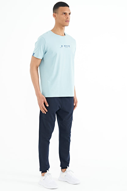 Indigo Hidden Knee Pocket Detailed Standard Fit Men's Jogger Tracksuit Bottom - 84958