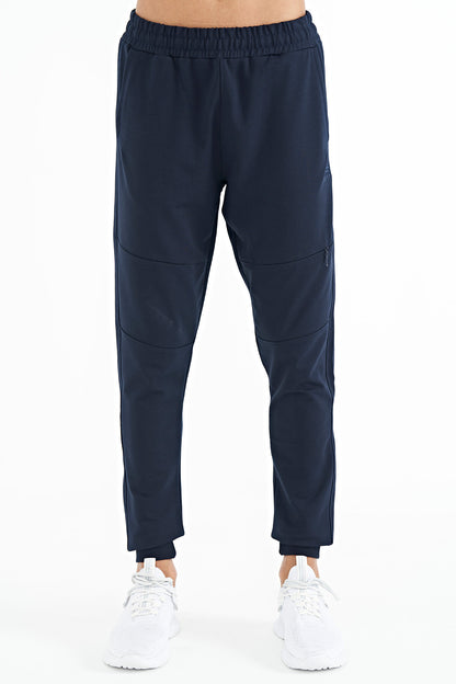 Indigo Hidden Knee Pocket Detailed Standard Fit Men's Jogger Tracksuit Bottom - 84958