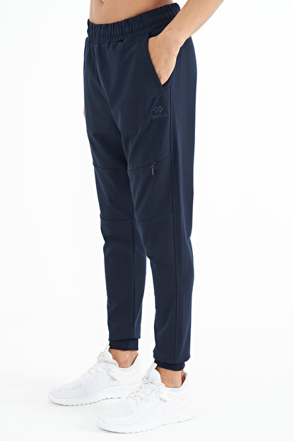 Indigo Hidden Knee Pocket Detailed Standard Fit Men's Jogger Tracksuit Bottom - 84958
