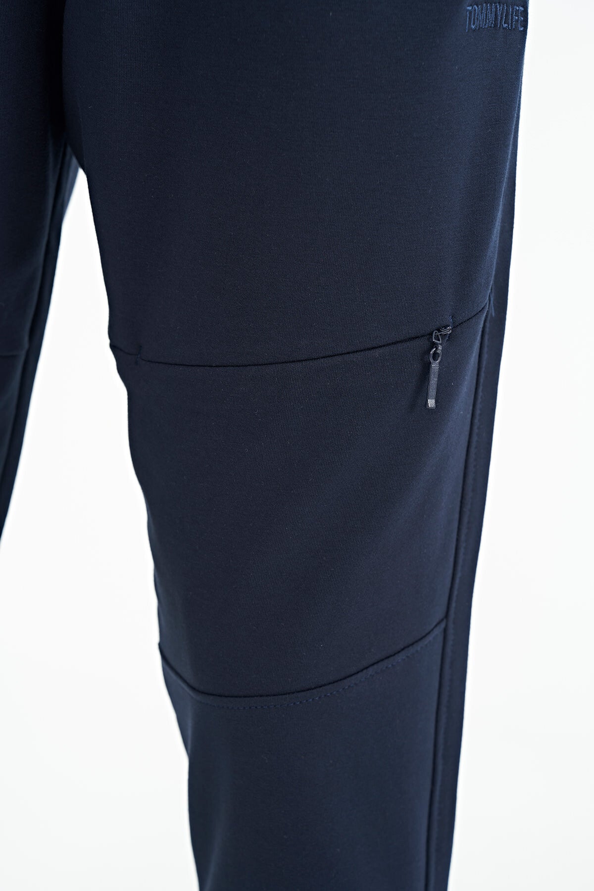 Indigo Hidden Knee Pocket Detailed Standard Fit Men's Jogger Tracksuit Bottom - 84958