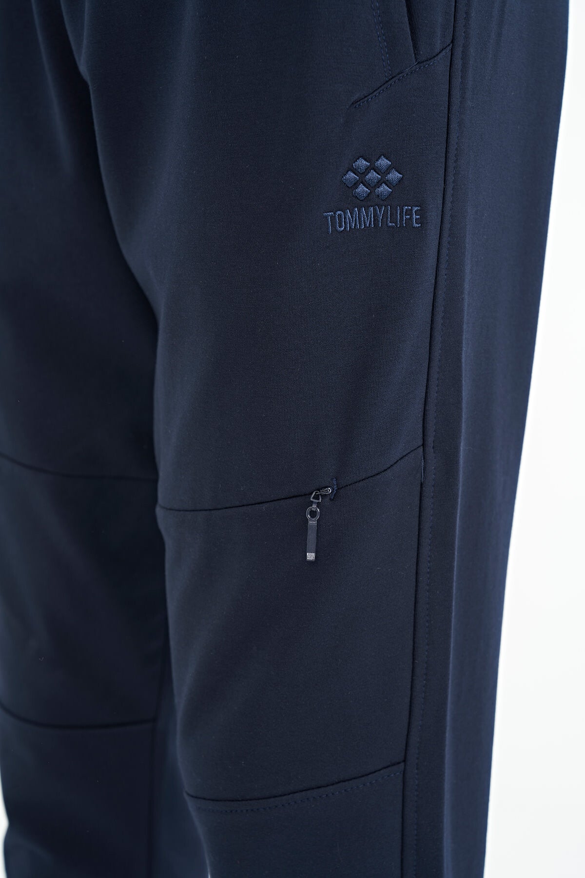 Indigo Hidden Knee Pocket Detailed Standard Fit Men's Jogger Tracksuit Bottom - 84958