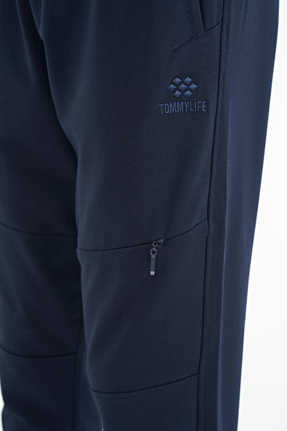Indigo Hidden Knee Pocket Detailed Standard Fit Men's Jogger Tracksuit Bottom - 84958