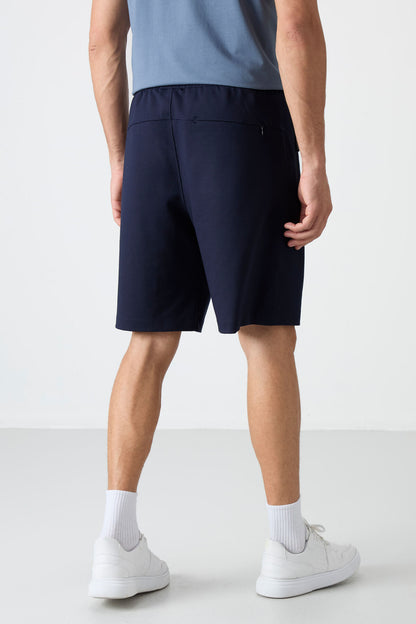 Indigo Zipper Back Pocket Laced Standard Fit Men's Shorts - 81136