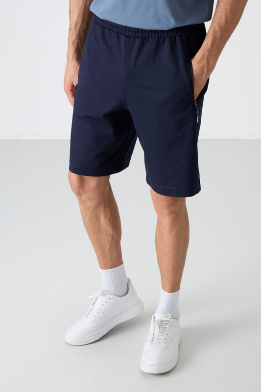 Indigo Zipper Back Pocket Laced Standard Fit Men's Shorts - 81136