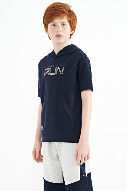 Indigo Kangaroo Pocket Hooded Oversize Boys T-Shirt - 11160
