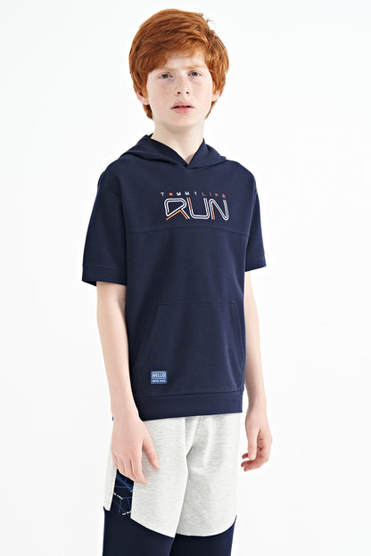 Indigo Kangaroo Pocket Hooded Oversize Boys T-Shirt - 11160