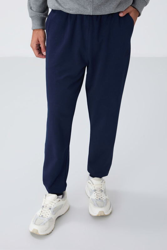 Indigo Classic Pocketed Standard Fit Cuffed Men's Tracksuit Bottom - 84652
