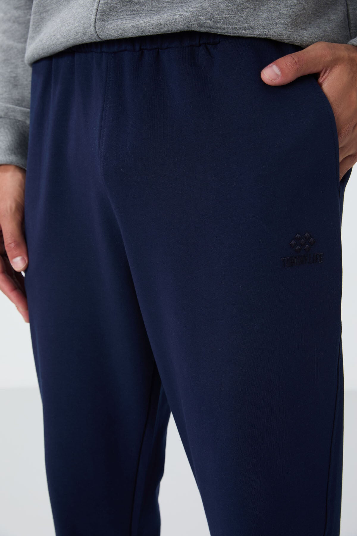 Indigo Classic Pocketed Standard Fit Cuffed Men's Tracksuit Bottom - 84652