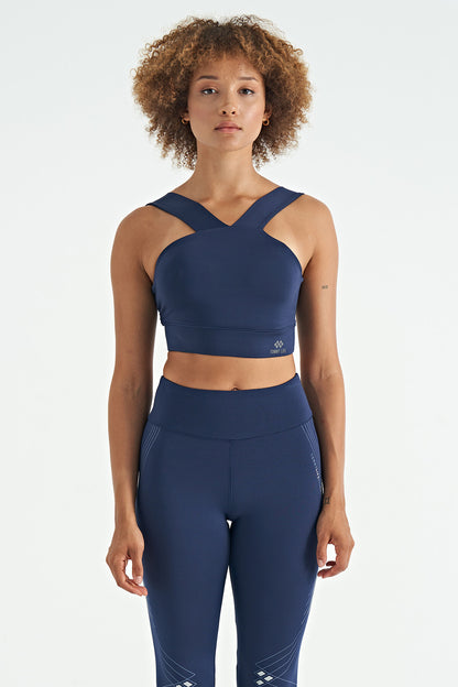 Indigo Logo Printed Narrow Fit Scuba Fabric Women's Bustier - 97259