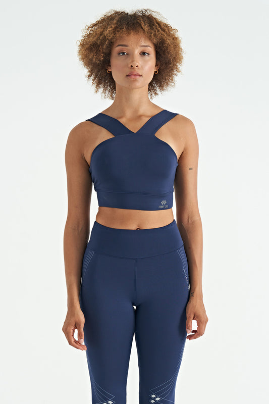 Indigo Logo Printed Narrow Fit Scuba Fabric Women's Bustier - 97259