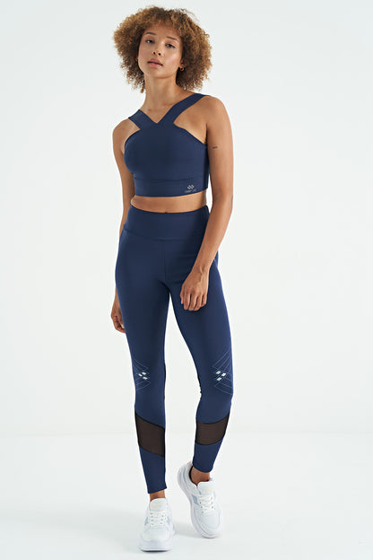 Indigo Logo Printed Narrow Fit Scuba Fabric Women's Bustier - 97259