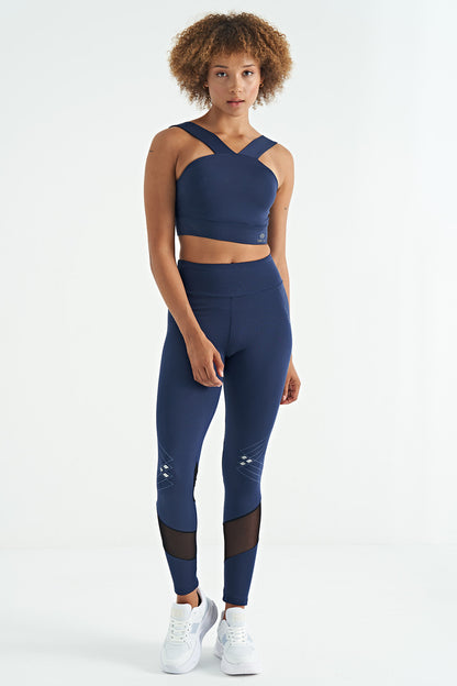 Indigo Logo Printed Narrow Fit Scuba Fabric Women's Bustier - 97259