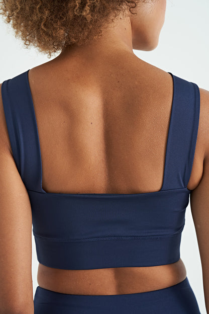 Indigo Logo Printed Narrow Fit Scuba Fabric Women's Bustier - 97259