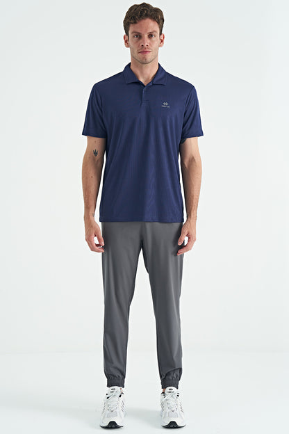 Indigo Logo Printed Standard Fit Polo Collar Active Sport Men's T-Shirt - 88252