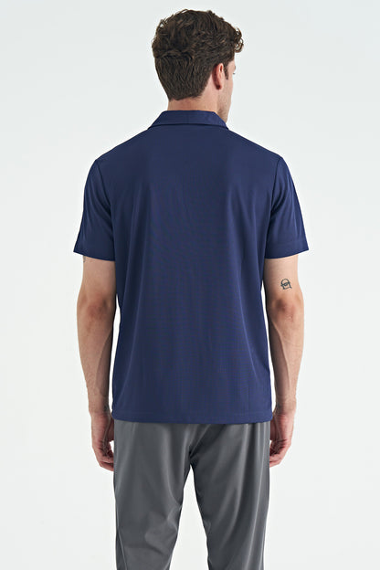 Indigo Logo Printed Standard Fit Polo Collar Active Sport Men's T-Shirt - 88252