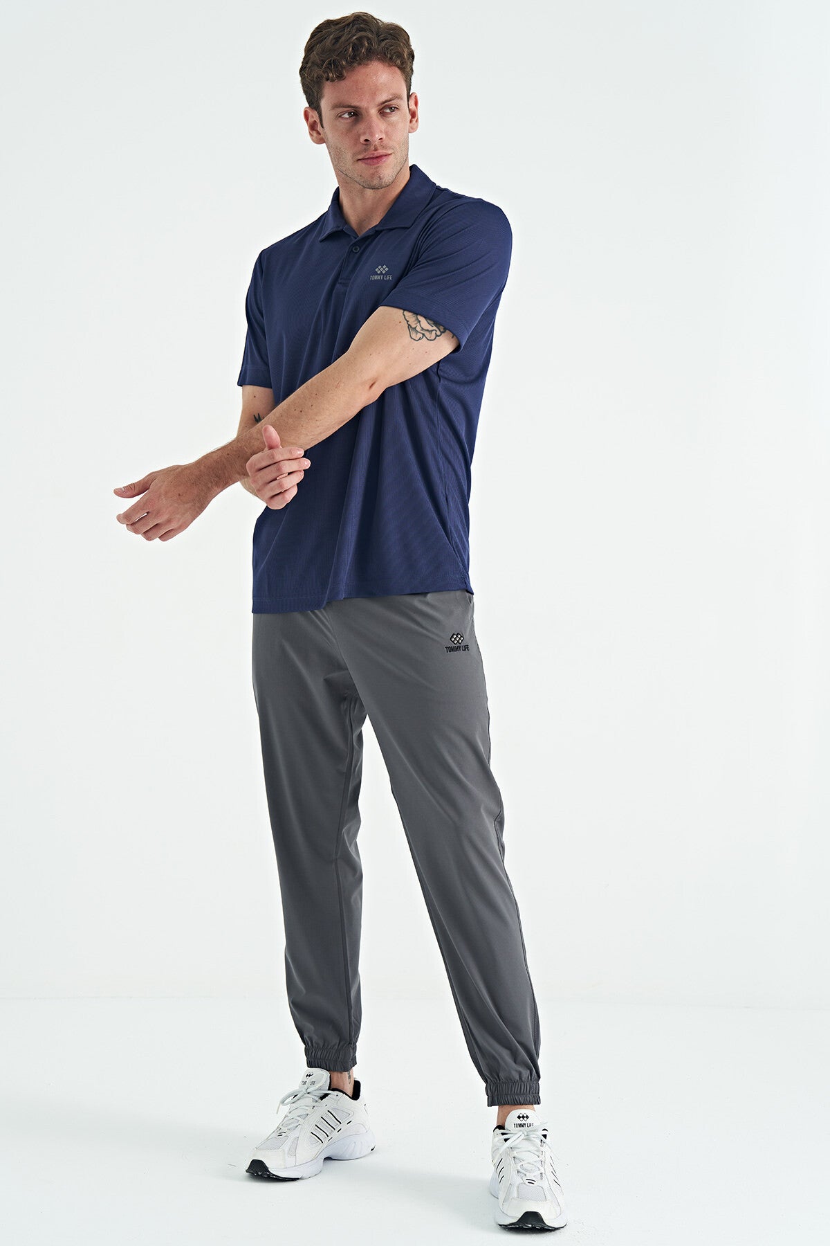 Indigo Logo Printed Standard Fit Polo Collar Active Sport Men's T-Shirt - 88252