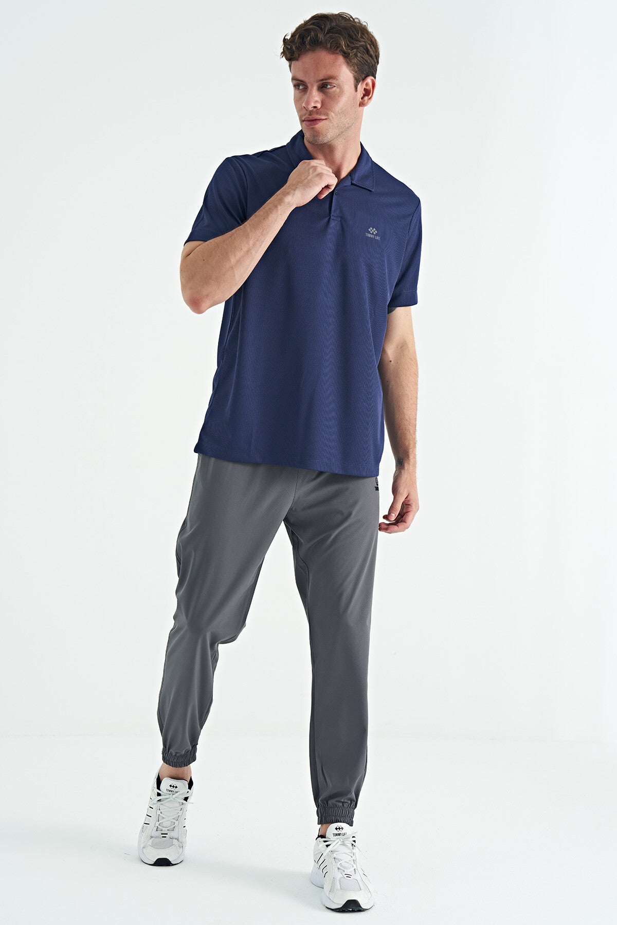 Indigo Logo Printed Standard Fit Polo Collar Active Sport Men's T-Shirt - 88252