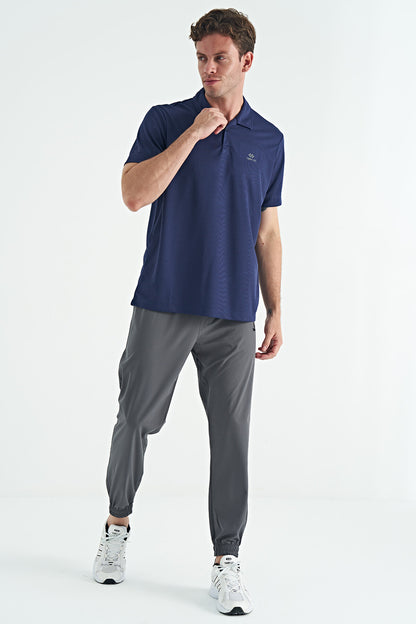 Indigo Logo Printed Standard Fit Polo Collar Active Sport Men's T-Shirt - 88252