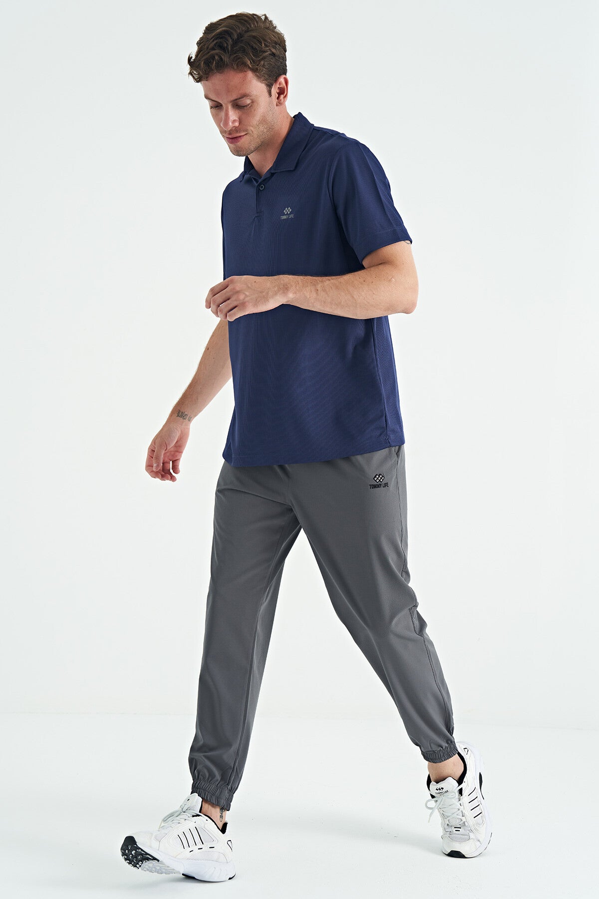 Indigo Logo Printed Standard Fit Polo Collar Active Sport Men's T-Shirt - 88252