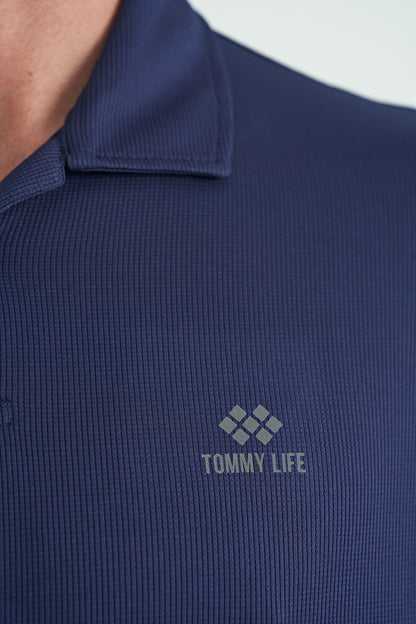 Indigo Logo Printed Standard Fit Polo Collar Active Sport Men's T-Shirt - 88252