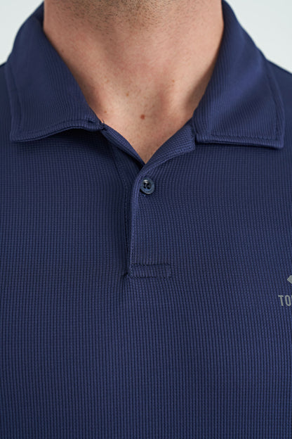 Indigo Logo Printed Standard Fit Polo Collar Active Sport Men's T-Shirt - 88252