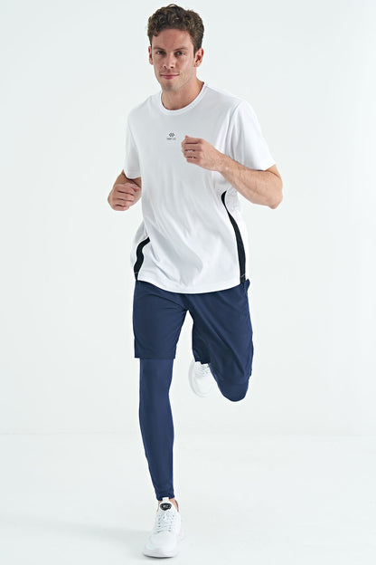 Indigo Logo Printed High Waist Slim Fit Active Sports Men's Tights - 84989