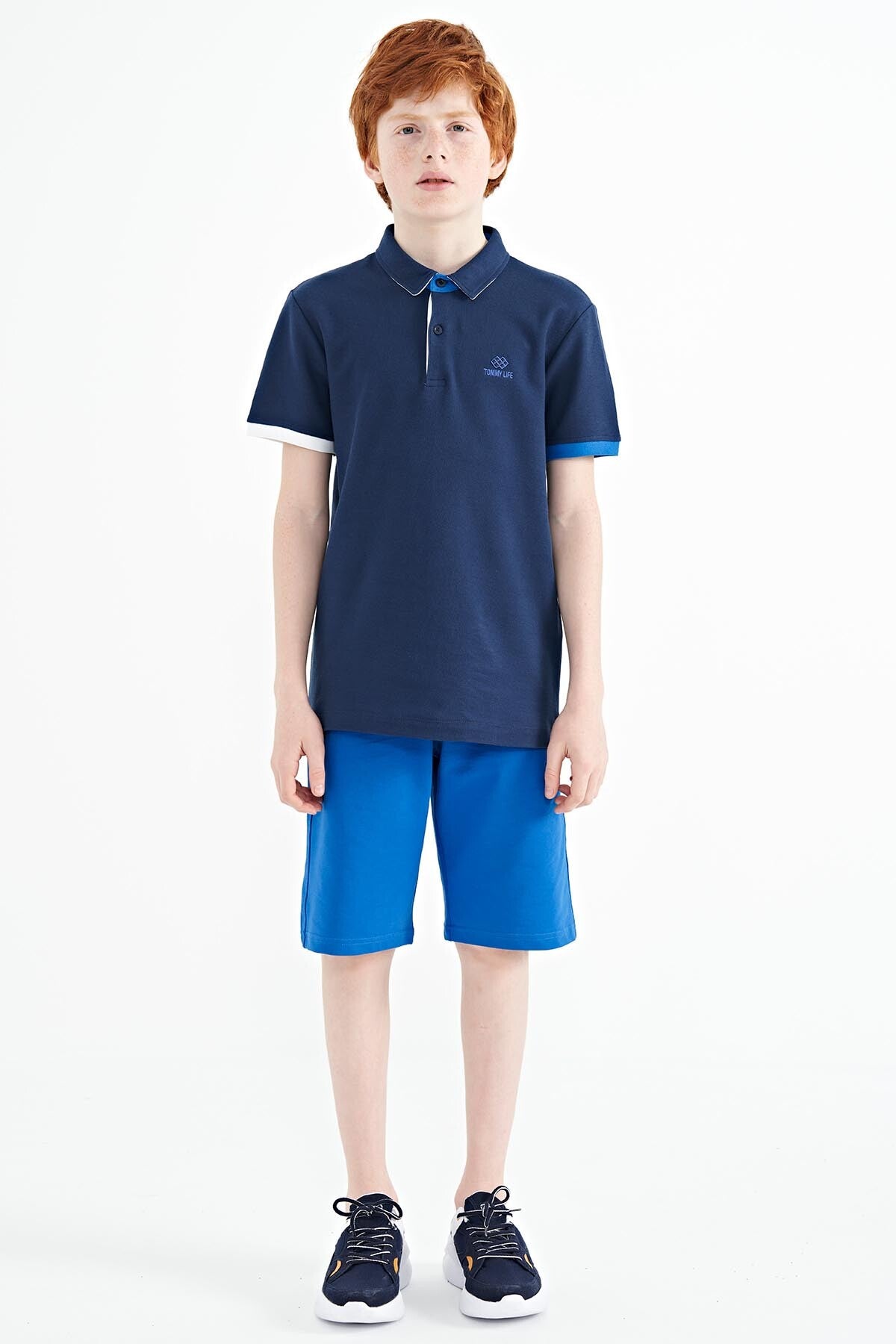 Indigo Logo Embroidered Standard Fit Polo Collar Boys T-Shirt - 11083