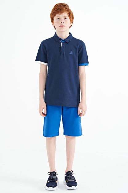 Indigo Logo Embroidered Standard Fit Polo Collar Boys T-Shirt - 11083