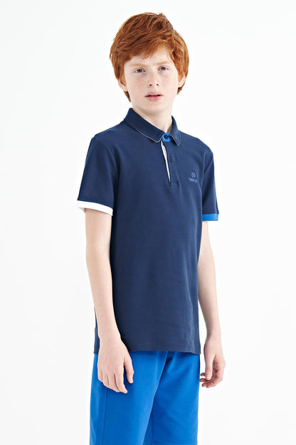 Indigo Logo Embroidered Standard Fit Polo Collar Boys T-Shirt - 11083