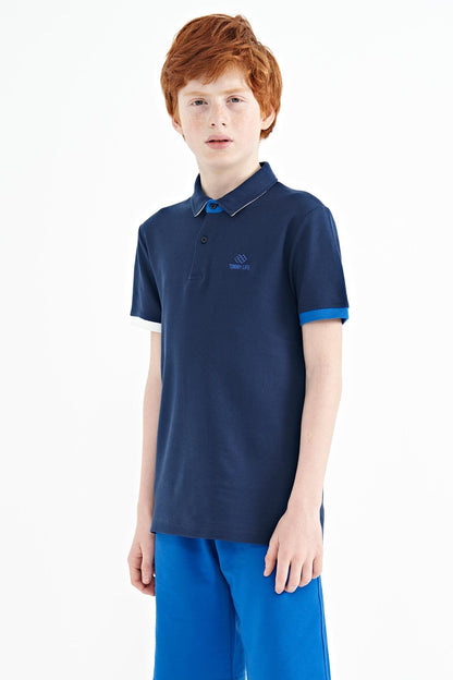 Indigo Logo Embroidered Standard Fit Polo Collar Boys T-Shirt - 11083