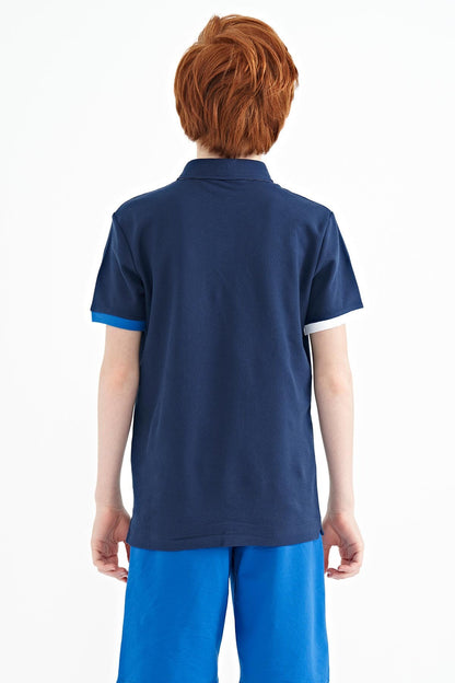Indigo Logo Embroidered Standard Fit Polo Collar Boys T-Shirt - 11083