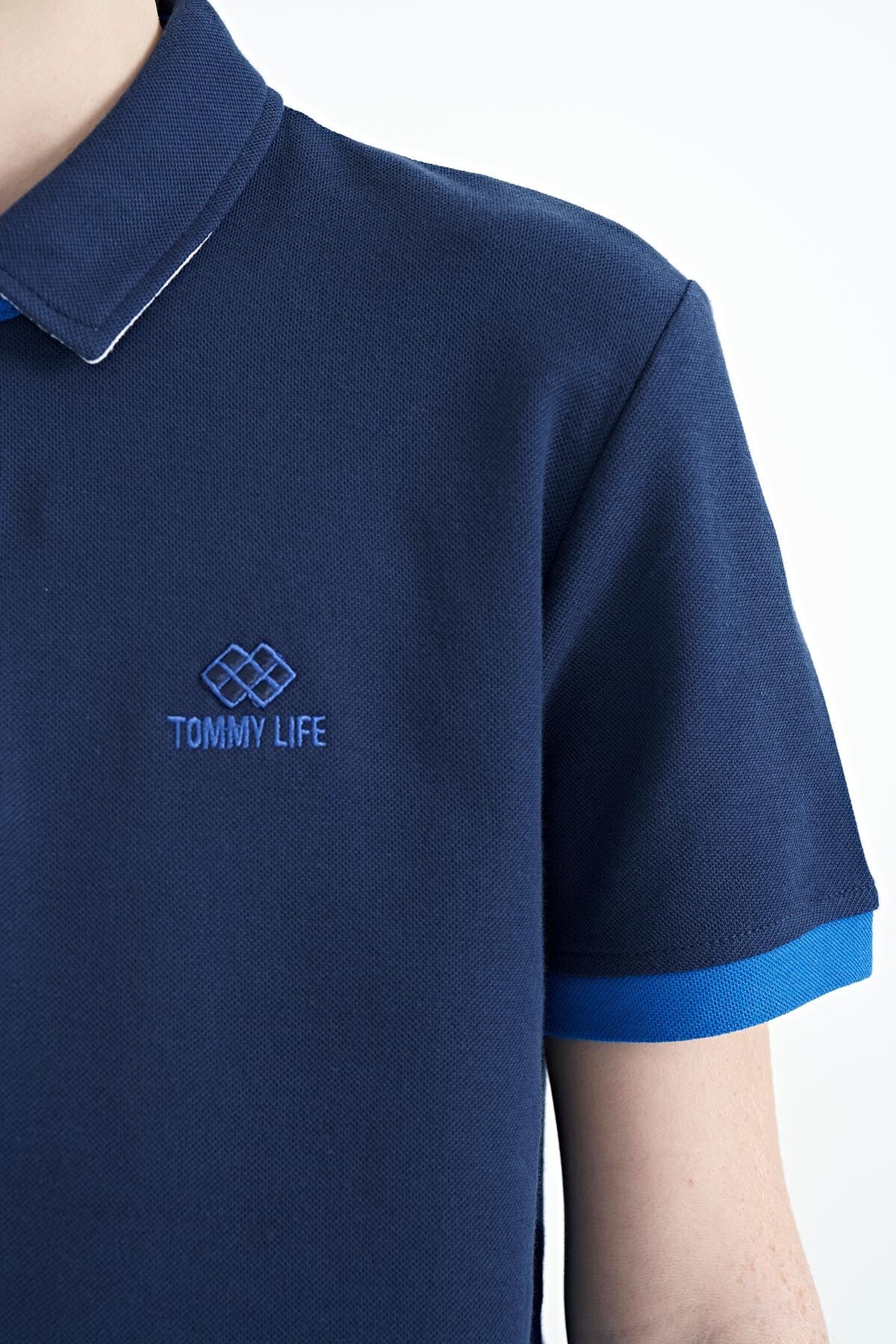 Indigo Logo Embroidered Standard Fit Polo Collar Boys T-Shirt - 11083