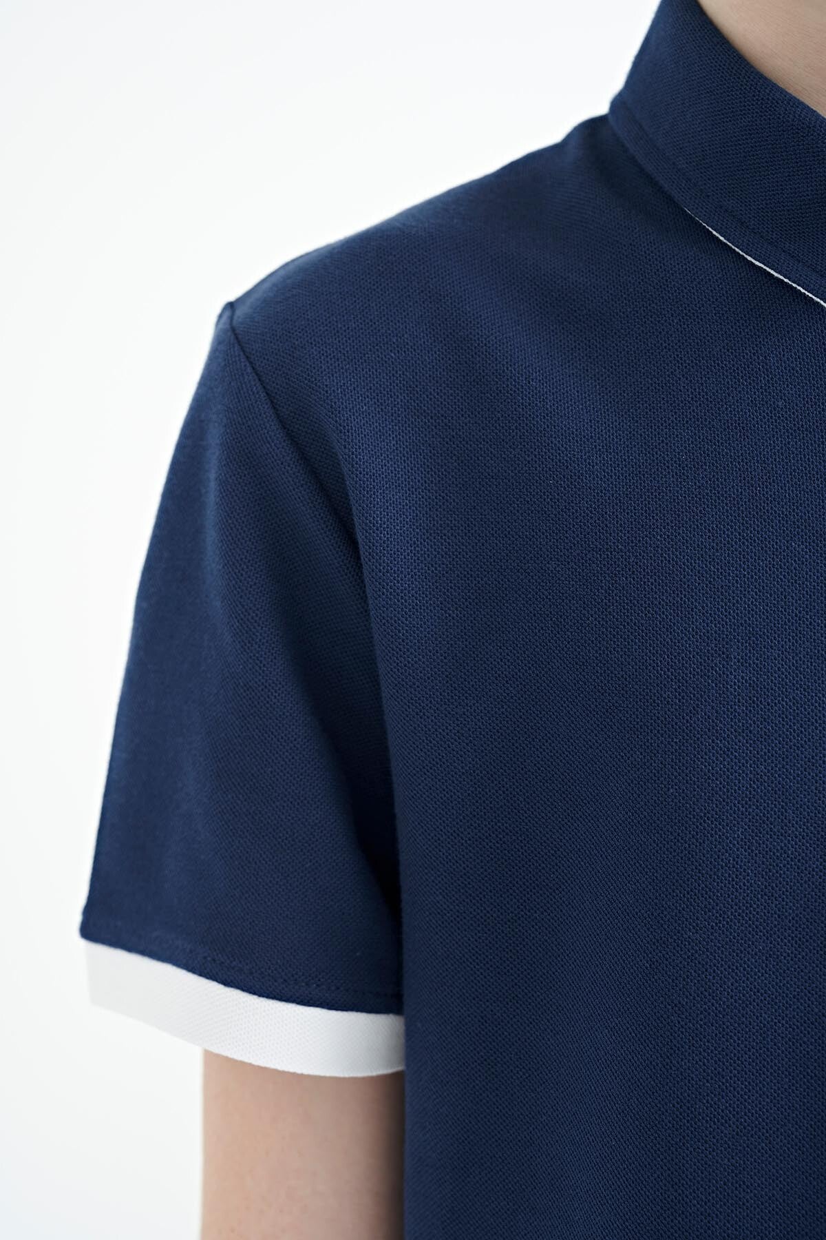 Indigo Logo Embroidered Standard Fit Polo Collar Boys T-Shirt - 11083